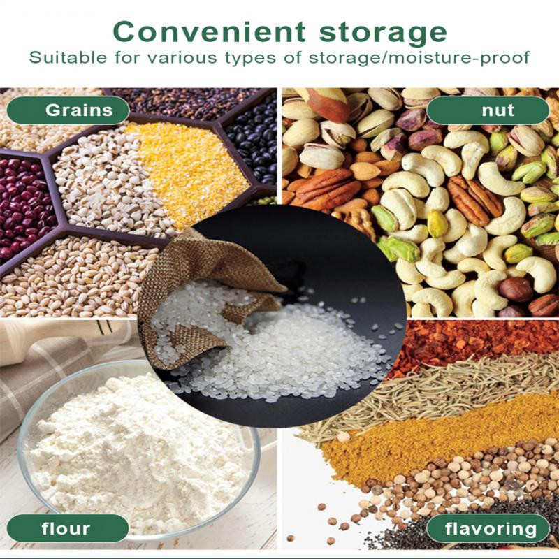 Virtuvės laikymo krepšys grūdams, drėgmei atsparus vabzdžiams, skaidrus sandarus maišelis, nešiojamas maisto saugojimo pakavimo maišelis su rankena
