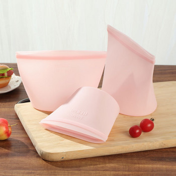 1 τεμ. Επαναχρησιμοποιήσιμες τσάντες ψυγείου φρέσκες τσάντες Κουζίνας Τσάντα αποθήκευσης τροφίμων σφράγισης για το σπίτι Οργανωτής κουζίνας φρούτων σιλικόνης ποιότητας τροφίμων