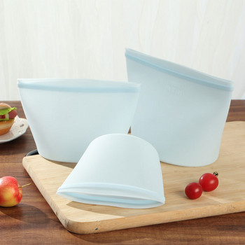 1 τεμ. Επαναχρησιμοποιήσιμες τσάντες ψυγείου φρέσκες τσάντες Κουζίνας Τσάντα αποθήκευσης τροφίμων σφράγισης για το σπίτι Οργανωτής κουζίνας φρούτων σιλικόνης ποιότητας τροφίμων