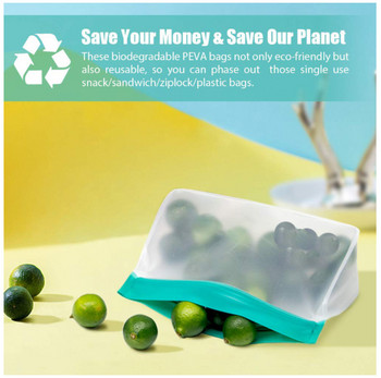 Силиконова торбичка за съхранение на храна за многократна употреба Без съдържание на BPA Екологична водоустойчива силиконова самозапечатваща се торбичка за храна за многократна употреба