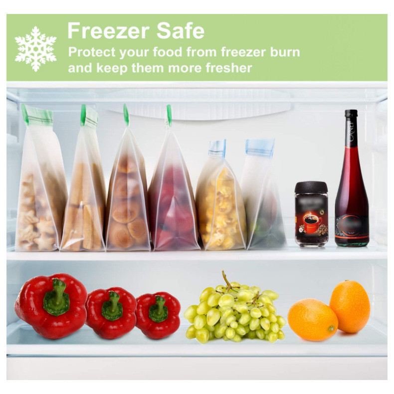 Daugkartinis silikoninis maisto laikymo maišelis be BPA, daugkartinis šviežias konservavimas, ekologiškas vandeniui atsparus silikoninis savaime užsisandarantis maisto maišelis