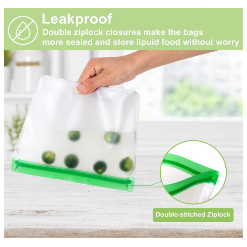 Daugkartinis silikoninis maisto laikymo maišelis be BPA, daugkartinis šviežias konservavimas, ekologiškas vandeniui atsparus silikoninis savaime užsisandarantis maisto maišelis