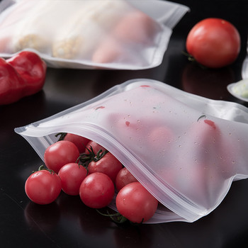 3бр. Силиконова чанта за съхранение на храна Многократно изправена чанта с цип, затворена чанта Силиконова чанта за храна Торба за прясна храна Контейнери за съхранение на храна Чанта с цип