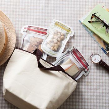 4 бр. Многофункционална чанта за съхранение на храна. Многократна употреба. Mason Jar. Пресни закуски. Чанти с цип. Събирайте самозапечатващи се торби. Кухня, домашни джаджи.