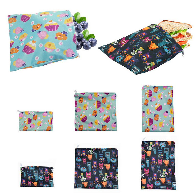3бр. Многократна чанта за закуски Водоустойчива чанта за хляб и сандвичи за училищно къмпингуване