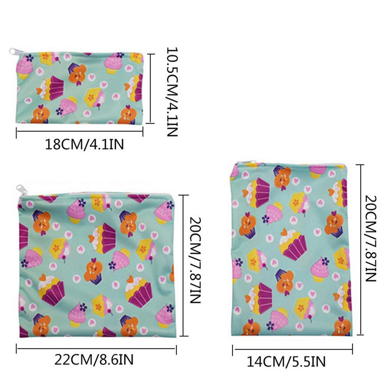 3бр. Многократна чанта за закуски Водоустойчива чанта за хляб и сандвичи за училищно къмпингуване