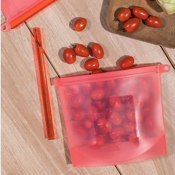 Силиконова чанта за храна За многократна употреба, запазваща свежестта, запечатваща се за съхранение, фризер, чанта с цип, висяща, устойчива на течове чанта за съхранение Кухненски органайзер