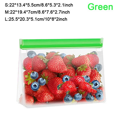 Многократна PEVA чанта за храна Стойка за съхранение на храна Непропусклива торбичка за запечатване на фризер Горен кухненски органайзер Fresh Shut Bags Без BPA