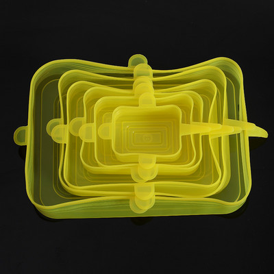 6 vnt. Silikoniniai dangteliai Pritaikomi silikoniniai dangteliai Silikoniniai dangteliai maistui Universalūs indų tamprūs dangteliai skardinėms Virtuvės priedai