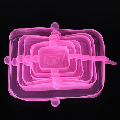 6 vnt. Silikoniniai dangteliai Pritaikomi silikoniniai dangteliai Silikoniniai dangteliai maistui Universalūs indų tamprūs dangteliai skardinėms Virtuvės priedai