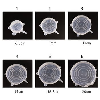 6 бр. Силиконови капаци Адаптивни силиконови капаци Силиконови капачки за храна Универсални съдове Разтегателни капаци за консерви Кухненски аксесоари