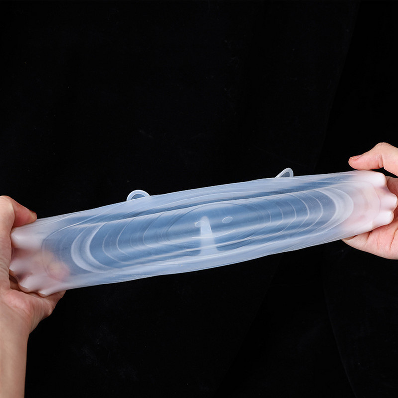 6 vnt. Silikoniniai dangteliai Pritaikomi silikoniniai dangteliai Silikoniniai dangteliai maistui Universalūs indų tamprūs dangteliai skardinėms Virtuvės priedai