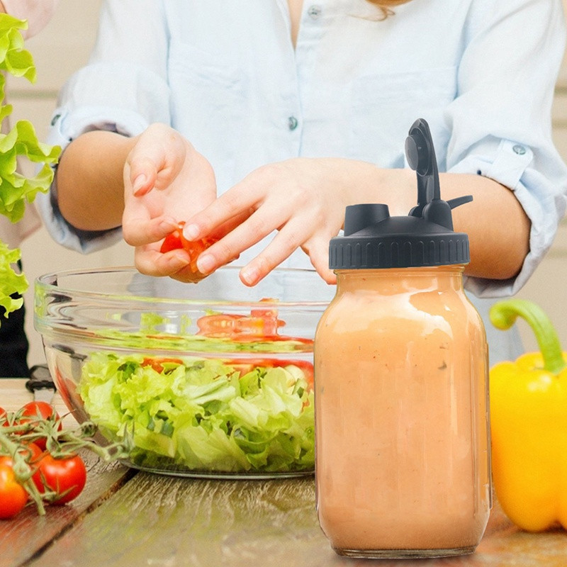 Капак за капаци на буркани Mason Капак за бутилка за пиене с отвори за изливане Капачка за буркан с широко гърло Непропусклив капак за бутилка за кухня #1