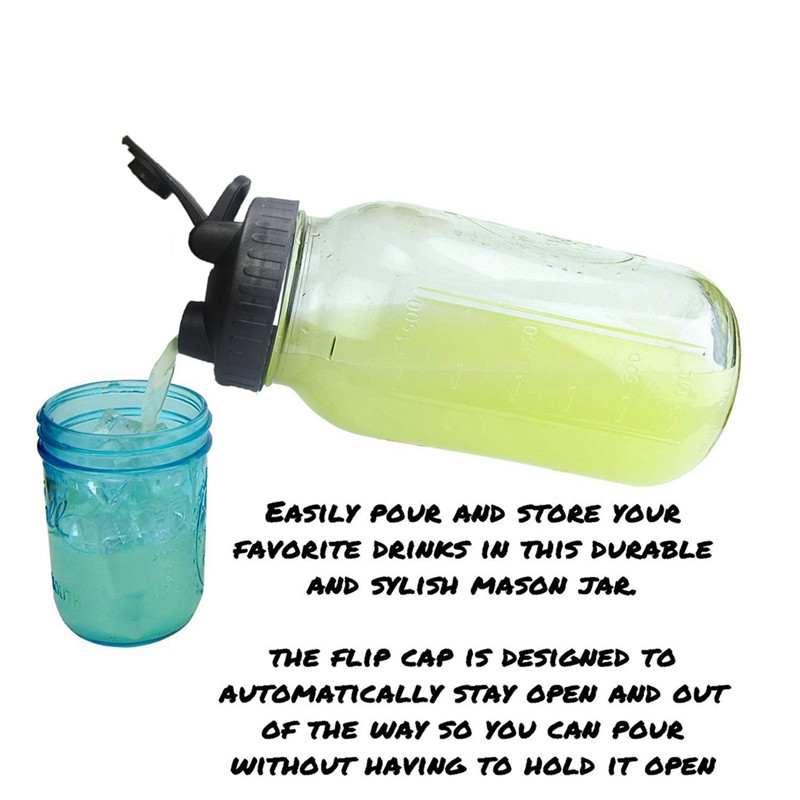 Капак за капаци на буркани Mason Капак за бутилка за пиене с отвори за изливане Капачка за буркан с широко гърло Непропусклив капак за бутилка за кухня #1