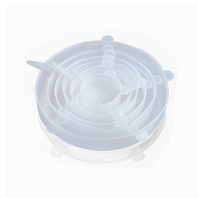 6 vnt. Virtuvės laikymo silikono dangtelis Daugkartinis maistas Šviežiai išlaikomas dubuo indas, tamprus dangtelis, virtuvės organizavimo įrankių priedai
