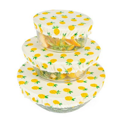 3 бр./компл. капак за купа Памучен капак за многократна употреба, разтегателен капак, прибори за хранене, готварска храна, поддържаща свежест, плат, уплътнение, купа, капак на тенджера