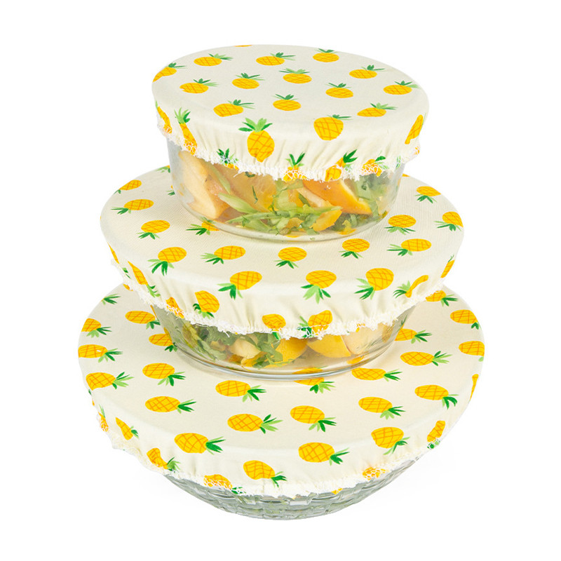 3 бр./компл. капак за купа Памучен капак за многократна употреба, разтегателен капак, прибори за хранене, готварска храна, поддържаща свежест, плат, уплътнение, купа, капак на тенджера