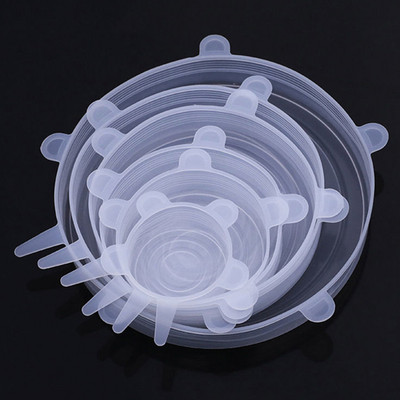 C5 6 бр./лот Еластична силиконова капачка с регулируема храна Универсални разширяващи се капаци за консерви Купа за съдове Разтегателна кухня за многократна употреба