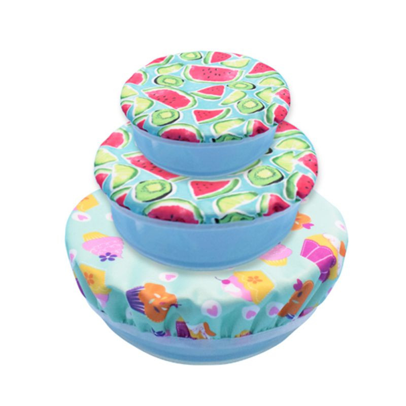 3Pc elastični rastezljivi poklopci za višekratnu upotrebu hermetički nepropusni omot za hranu Održavanje svježine Pečatna zdjela rastezljivi omot za pohranu kuhinjskog posuđa