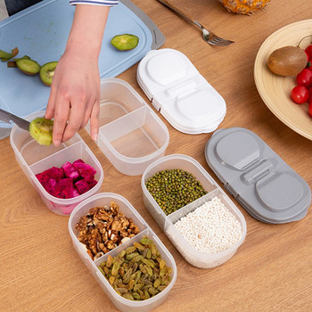 Double Grids Κουτί αποθήκευσης κουζίνας Grains Beans Storage Contained Contained Food Container Ψυγείο Seal Boxes Home Organizer