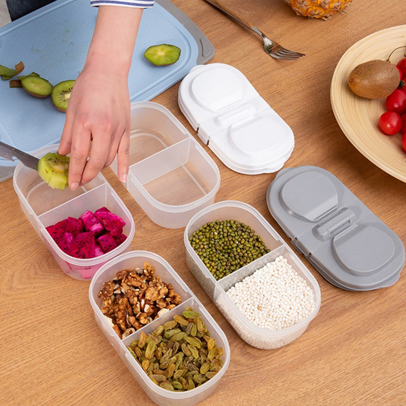 Двойни решетки Кухненска кутия за съхранение Зърна Съхранение на боб Съдържа запечатан контейнер за храна Хладилник Уплътнителни кутии Домашен органайзер