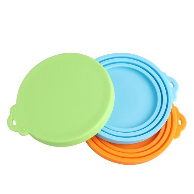 3PCS капаци за консерви за храни за домашни любимци Многоцветни силиконови капаци за консерви без съдържание на BPA за всички стандартни размери капаци за кутии за консерви за кучета и котки