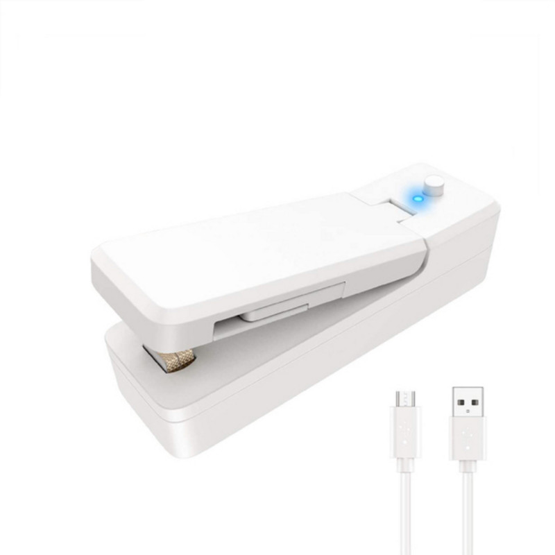 Мини уплътнител за торбички 2 в 1, акумулаторна преносима торбичка, вакуумно термоуплътнител и резачка за пластмасови закуски, PVC торбички на открито