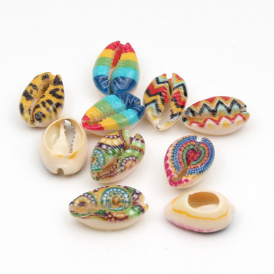 10 бр. Естествени морски раковини Смесен печат на цветя Декорация на раковини за изработка на бижута Направи си сам занаяти Coquillage Плажен декор 10-20 мм