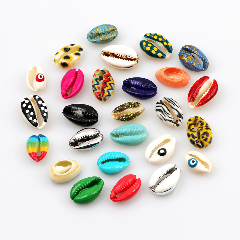 10 бр. Естествени морски раковини Смесен печат на цветя Декорация на раковини за изработка на бижута Направи си сам занаяти Coquillage Плажен декор 10-20 мм