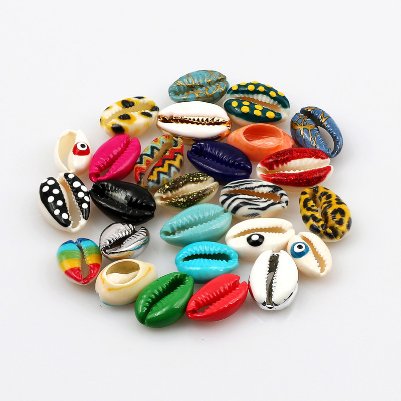 10 бр. Естествени морски раковини Смесен печат на цветя Декорация на раковини за изработка на бижута Направи си сам занаяти Coquillage Плажен декор 10-20 мм