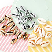 20PC Нова 10-17 мм смесена златисто-сребърна черупка Естествена морска раковина за Направи си сам ръчно изработени морски раковини Декорация на дома