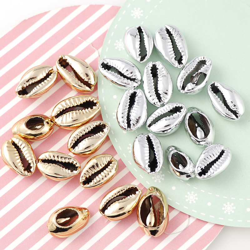 20PC Нова 10-17 мм смесена златисто-сребърна черупка Естествена морска раковина за Направи си сам ръчно изработени морски раковини Декорация на дома