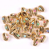 10 бр. Позлатени Evil Eyes Pattern Seashells Морски домашен декор Естествени черупки за бижута Гривна DIY Craft Scrapbook tr0358