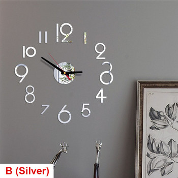20-инчов стенен часовник с кръгъл номер в стил, кафе, чаша за чай, модерен дизайн, акрилни стикери за стенен часовник Направи си сам декорация на домашна всекидневна