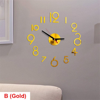 Ρολόι τοίχου 20 ιντσών Στρογγυλό στυλ Αριθμός Φλιτζάνι καφέ μοντέρνο σχέδιο Ακρυλικά αυτοκόλλητα ρολόι τοίχου DIY Διακόσμηση σαλονιού σπιτιού