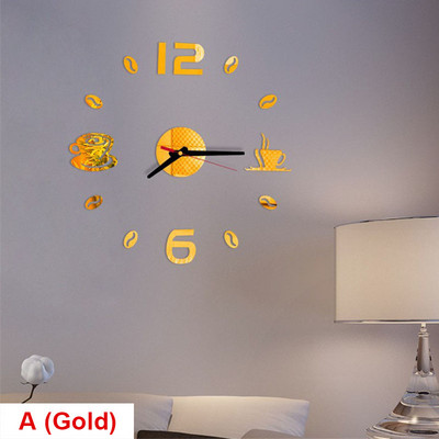 20-инчов стенен часовник с кръгъл номер в стил, кафе, чаша за чай, модерен дизайн, акрилни стикери за стенен часовник Направи си сам декорация на домашна всекидневна