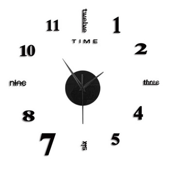 Frameless Diy Wall Mute Clock 3d Mirror Αυτοκόλλητο Διακόσμηση σπιτιού Ρολόι Wall Mute Ρολόι τοίχου 12 ωρών Οθόνη με ένδειξη ώρας 50x50cm