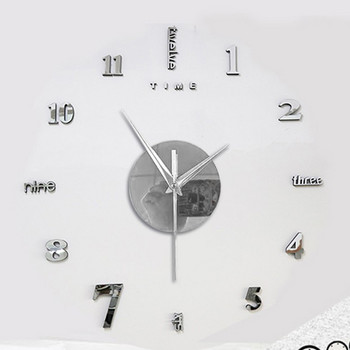 Безрамков Направи си сам часовник за заглушаване на стена 3d огледален стикер Часовник за заглушаване на стена за домашен декор 12-часов стенен часовник с маркировка за време 50x50cm