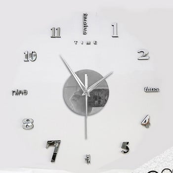 Frameless Diy Wall Mute Clock 3d Mirror Αυτοκόλλητο Διακόσμηση σπιτιού Ρολόι Wall Mute Ρολόι τοίχου 12 ωρών Οθόνη με ένδειξη ώρας 50x50cm