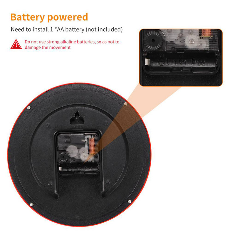 8-инчов кръгъл кварцов стенен часовник, светещ в тъмното, спалня, кухня, почистване, захранвана с батерии, игла, кратък номер, декорация на дома