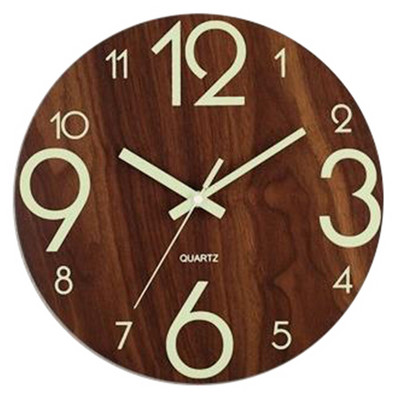 12-инчов светещ стенен часовник Silent Glow in Night Дървени стенен часовник с цифри Art Living Room Home Decor Висящ часовник с кварцова игла