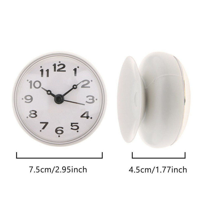 7 см мини водоустойчив електронен стенен часовник за баня против замъгляване, кухненски смукателен часовник, стенен часовник с вендуза