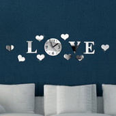 Пластмасово огледало, часовник, часовник, стикер за стена, 3D стикер, часовник, огледало, домашен декор с букви, стенни часовници, училищни офисни декорации за всекидневна