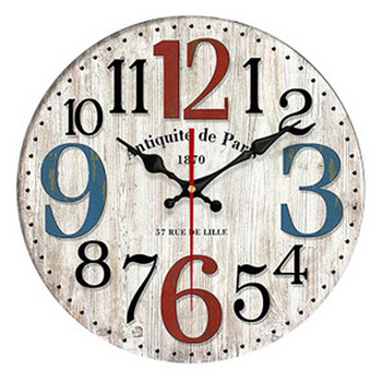 12-инчов ретро дървен стенен часовник 30 см модерен дизайн Рустик ретро часовник Домашен офис Кафе Декорация Изкуство Голям стенен часовник
