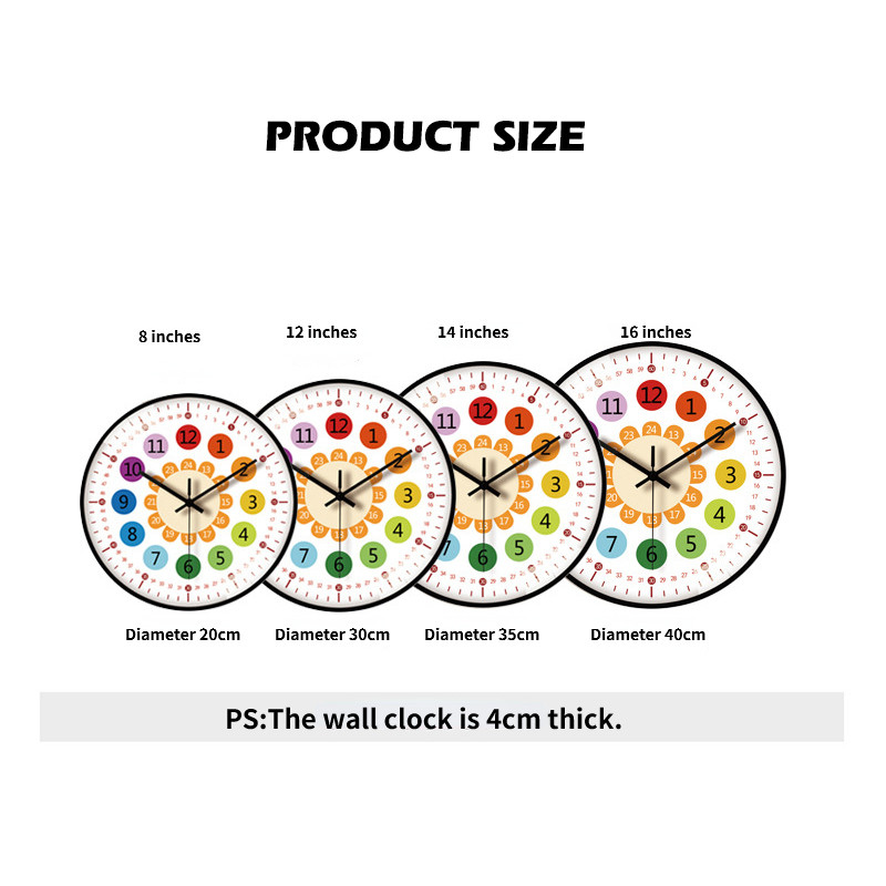 Анимационен стенен часовник за ранно детско образование 8 инча/12 инча Стенен часовник Домашен прекрасен часовник Творчески стенен декоративен часовник