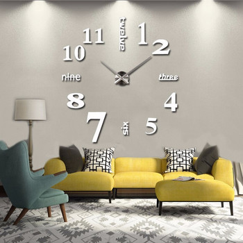 Diy τρισδιάστατο ρολόι τοίχου 2023 Νέα αυτοκόλλητα τοίχου καθρέφτη Δημιουργικό αφαιρούμενο αυτοκόλλητο τέχνης με αυτοκόλλητο διακόσμηση σπιτιού Σαλόνι ρολόγια χαλαζία βελόνα
