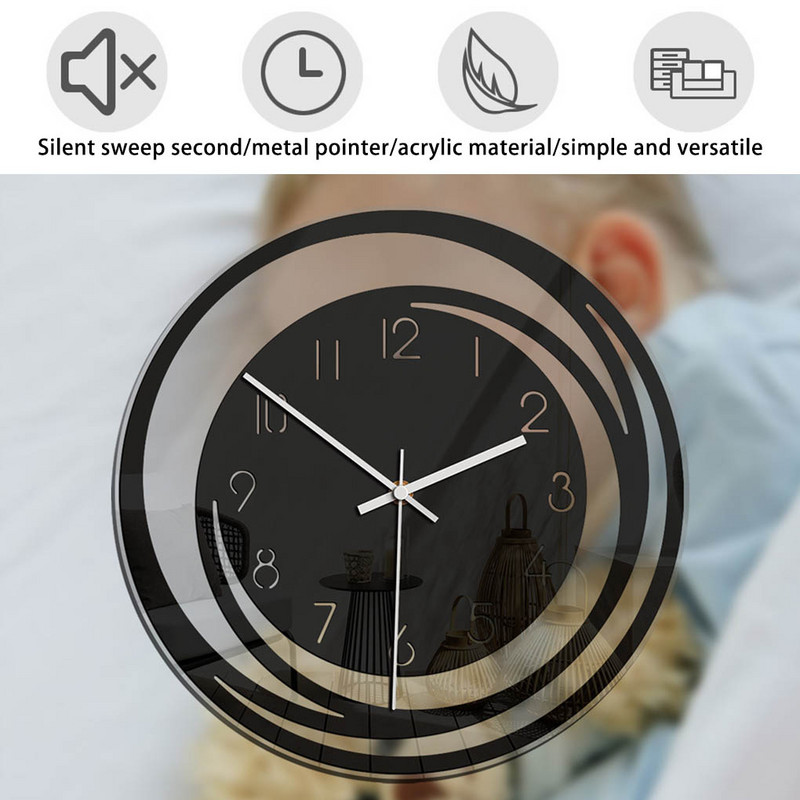 Стенен часовник с кръгла показалка Безшумен висящ часовник Преносими настолни часовници, работещи с батерии, Градина, ресторант, хотелска декорация