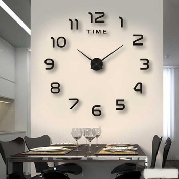 Огледален стенен часовник Безшумни стикери Направи си сам цифров безрамков часовник Модерни декоративни висящи домашни подвижни бизнес стенни часовници