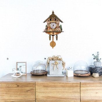 Nordic Cuckoo Clock Forest Clocks Ξύλινο ρολόι Birdhouse Ρολόγια με μπαταρία Διακόσμηση τοίχου Σπίτι Εστιατόριο Living Rom