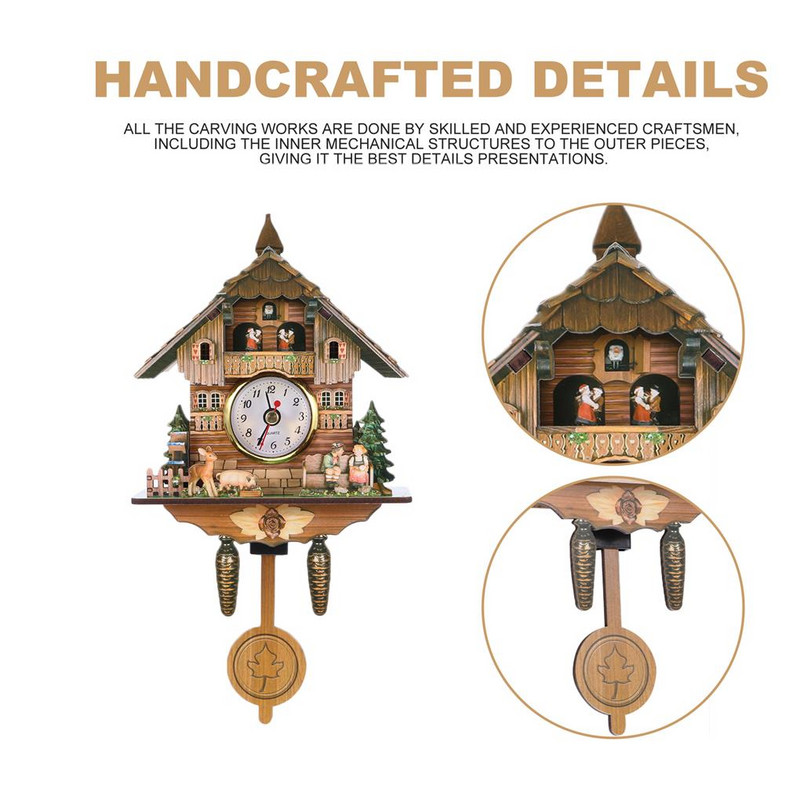 Скандинавски часовник с кукувица Горски часовници Дървени часовници Къщички за птици Часовници Захранвани с батерии Декорация на стени Дом Ресторант Всекидневна